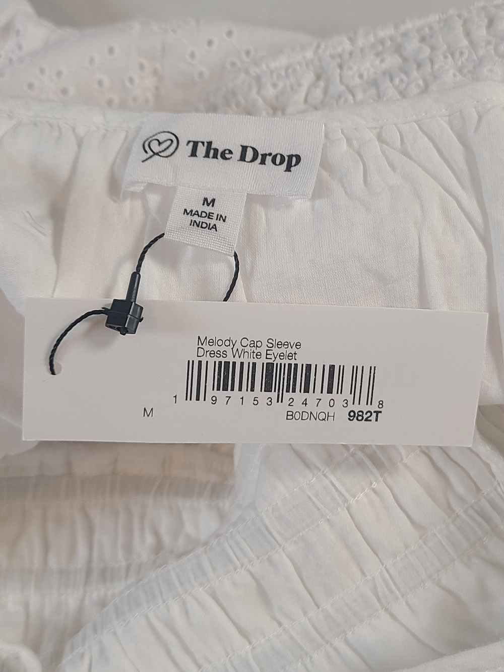 The Drop Melody Cap Sleeve Womens White Eyelet Midi Tie Front Dress  NWT Medium - Picture 5 of 11